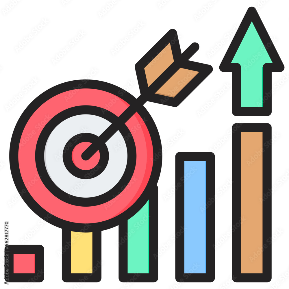 Poster targeted performance outline color icon