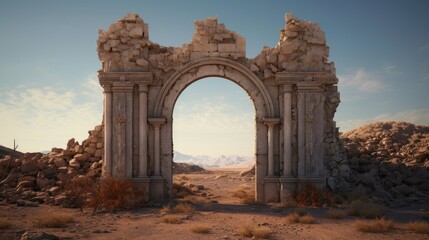 Abandoned palace gate in the desert