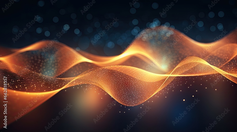 Leinwandbilder technology digital wave background concept.beautiful motion waving dots texture with glowing defocus
