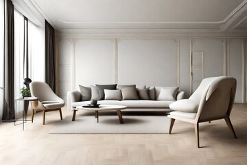 Simple and Attractive Living Room with chair in Minimalist Surroundings.