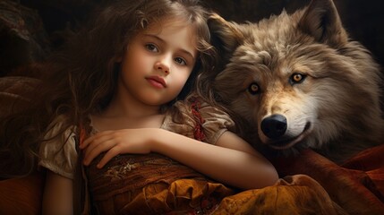 children's fairy tales little girl with Wolf