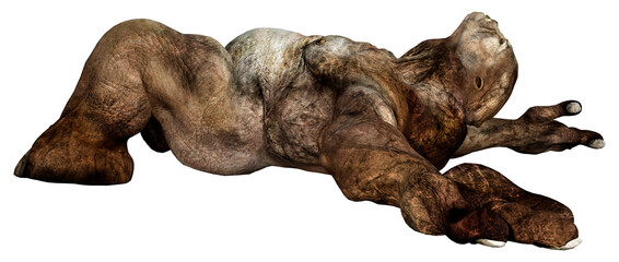 3D Rendering Fantasy Troll on White