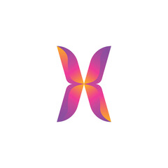 A butterfly symmetrical logo.