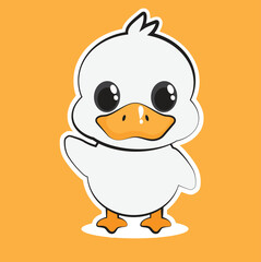 kawaii little duckling waves its hand