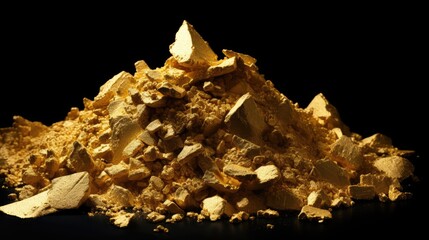 mound of gold close-up on black background