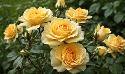yellow roses in the garden 