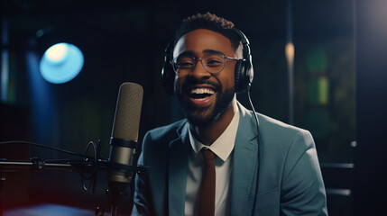 radio dj on the microphone