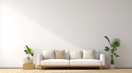 Home mockup, modern interior background, blank wall, 3d render