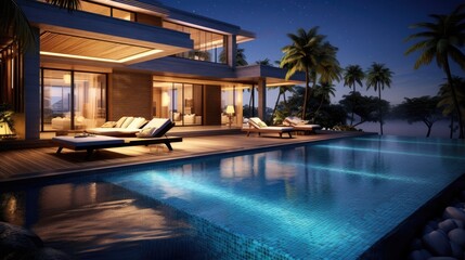 Obraz na płótnie Canvas luxury Swimming pool in luxury pool villa