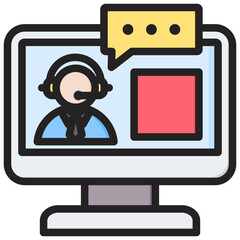 Online Consultation Outline Color Icon