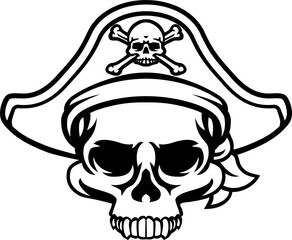 Pirate Hat Skull and Crossbones Cartoon