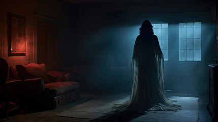 Ghostly Figure in the Moonlit Room