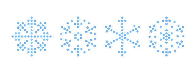 Snowflakes. Pixel style snowflakes. Snowflake different icons. Vector scalable graphics