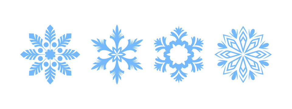 Snowflakes icons. Snowflakes badges. Snowflake different icons. Vector scalable graphics