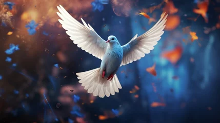 Fotobehang white dove in flight © sdk