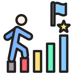 Achieving Goal Outline Color Icon