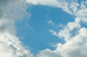 blue sky and clouds close up view from below