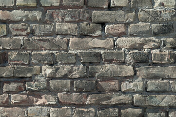 gray wall made of old brick close-up