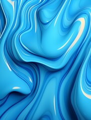 Blue Slime Creative Abstract Wavy Texture. Flowing Digital Art Decoration. Abstract Realistic Surface Vertical Background. Ai Generated Vibrant Curly Pattern.