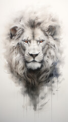 Portrait of a lion on a white background. Digital painting