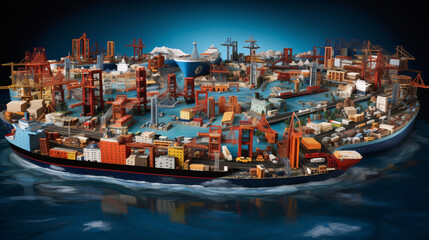 Integrated Logistics Universe  Container Cargo, Air, Rail, and Maritime Transport in a Global Business Concept