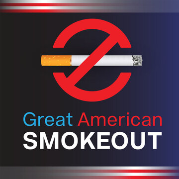 Great American Smokeout design with a cigarette and No Smoking sign. Vector illustration