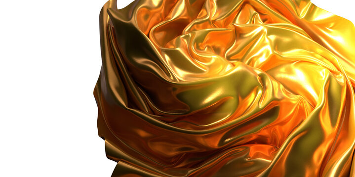 Golden Dimension: Abstract 3D Gold Cloth Illustration with Depth and Dimension