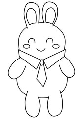 cute rabbit character in black and white color.