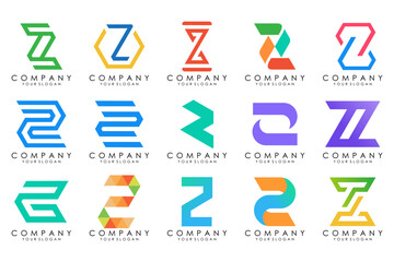 Set of abstract letter z logo design. icons for business of luxury elegant, simple with colorfulness