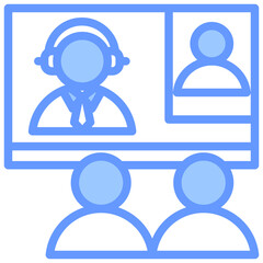 Video Conference Blue Icon