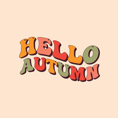 Cute autumn background in retro style, hello autumn