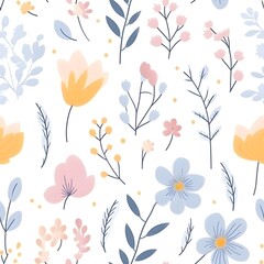 Fototapeta na wymiar Seamless pattern with floral watercolour 