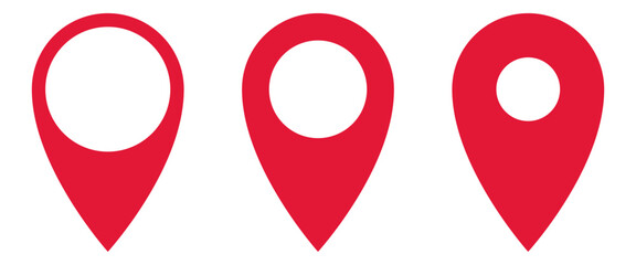 Set of GPS pointers. Red point icon. Vector illustration.