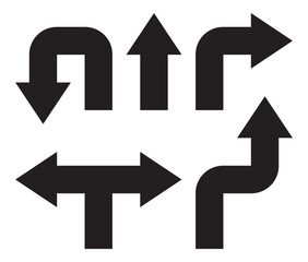 Arrow set icon symbol black on white silhouette