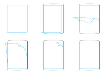 Set apply screen protector flat icons