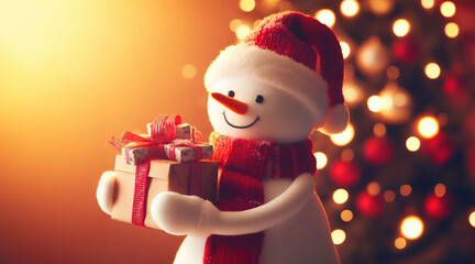 A snowman bestowing gifts upon you.
