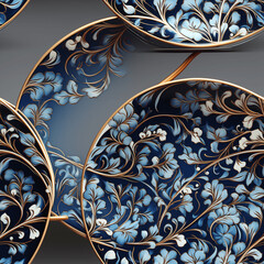 Fototapeta na wymiar Arabesque Template Texture of Ceramic Plate Art (Tile) 