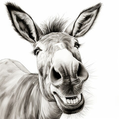 a funny donkey portrait illustration on a white background
 - obrazy, fototapety, plakaty