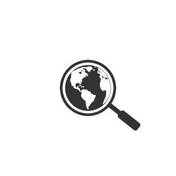 Global search like thin magnifying glass icon. concept of finder of popular world news or self education. linear flat style trend modern logotype graphic art design illustration isolated flat sign
