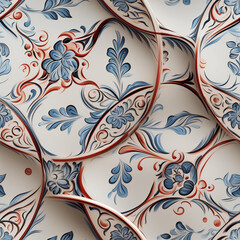 Arabesque Template Texture of Ceramic Plate Art (Tile)	