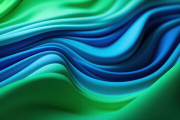 Vibrant Dimensions, Abstract 3D Rendering in Green and Blue, a Mesmerizing Interplay of Colors and Depth