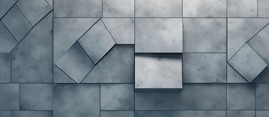 Concrete geometric modules with seamless texture for wall or floor printing in natural daylight