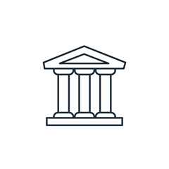 Fototapeta premium Building with columns. Vector linear icon isolated on white background.