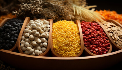 Naklejka premium A healthy lifestyle choice a variety of organic vegetarian food generated by AI