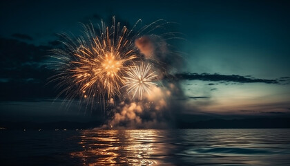 Vibrant colors illuminate the dark summer sky in explosive celebration