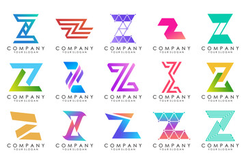 Set of abstract letter z logo design. icons for business of luxury elegant, simple with colorfulness