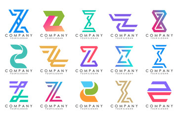 Set of abstract letter z logo design. icons for business of luxury elegant, simple with colorfulness
