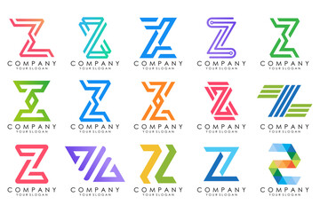 Set of abstract letter z logo design. icons for business of luxury elegant, simple with colorfulness