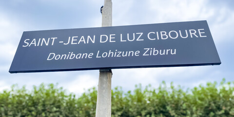 Saint-Jean-de-Luz Ciboure railway station bilingual French and Basque sign in France 