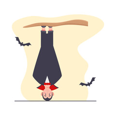 Halloween bats flying in the sky. Vector illustration in flat style